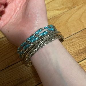 💧🦋Blue and Silver Bracelet Set